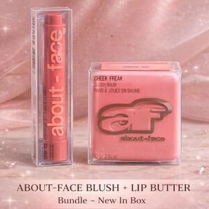 About-Face Bundle Cherry Pick Lip Pencil and Cheek Freak Blush Set. Peach. New!